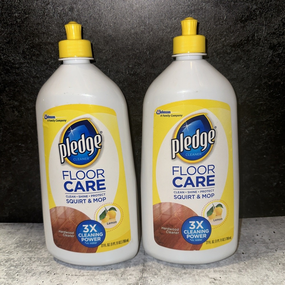 2 Lot Pledge Floor Care Squirt & Mop Lemon Hardwood Cleaner 27oz